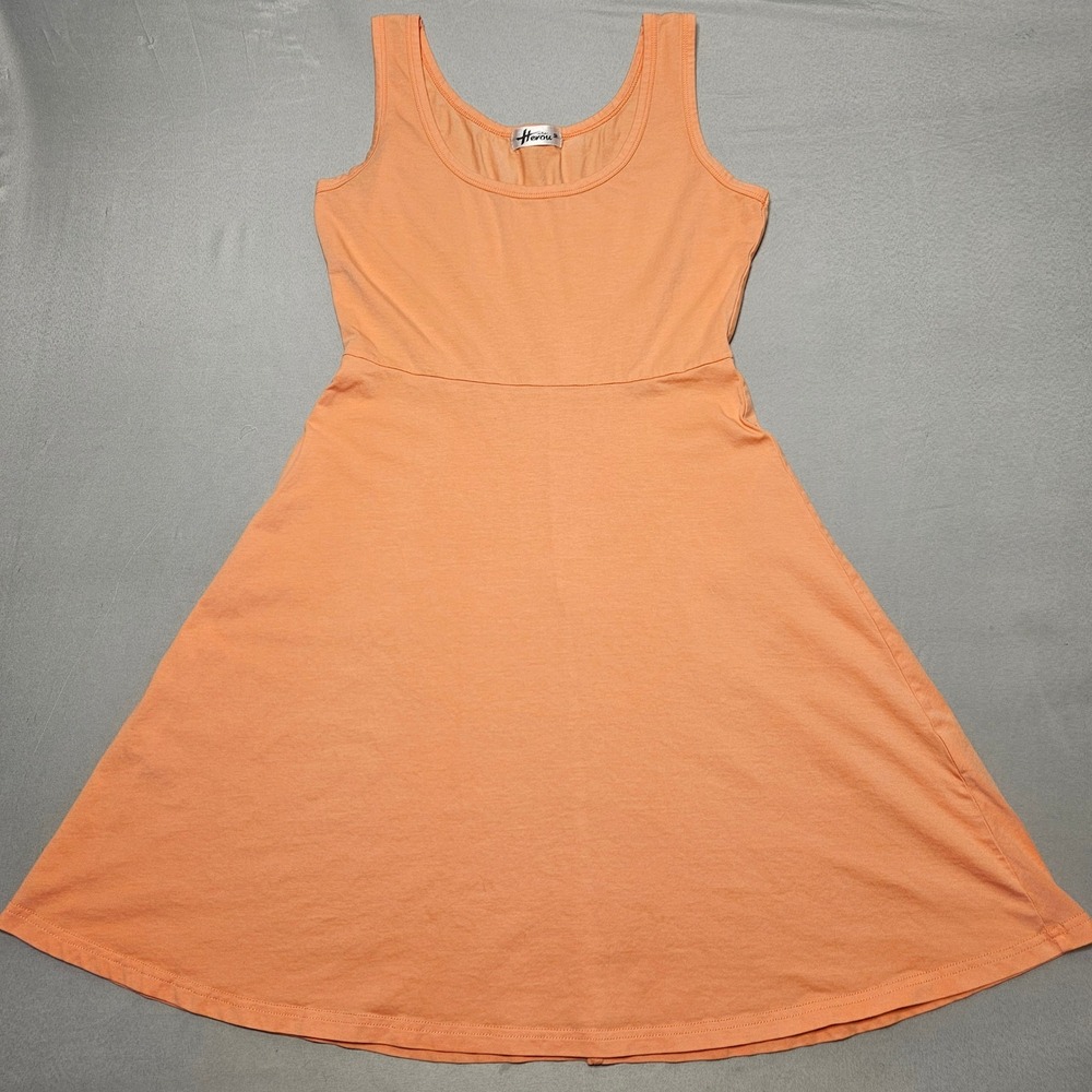 Herou Skater Dress Womens Medium Peach Orange Sleeveless Cotton Blend Mini Skirt